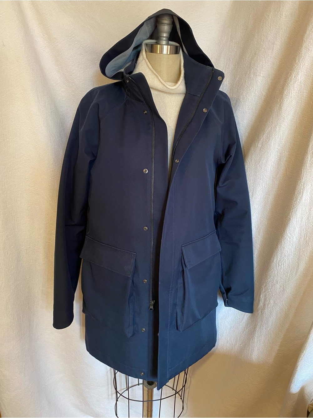 Kit and Ace Navy Hooded Raincoat